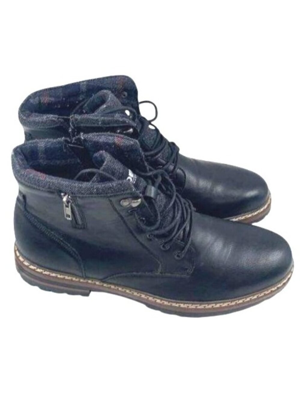 Madden NYC Men's Devon Lace-Up Boots Black Leather Size 11.5
